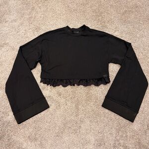 Fenty | Puma Black Ruffle Hem Crop Top Flare Sleeve M